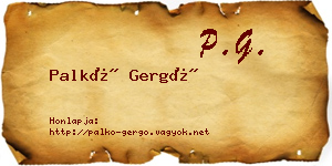 Palkó Gergő névjegykártya